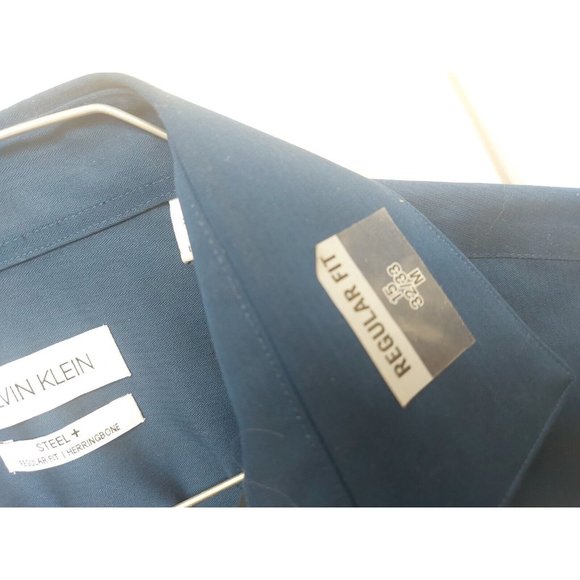 Calvin Klein Men's Dress Shirt Regular Fit Non Iro -Med $75 For Less Make Offers - Picture 7 of 10